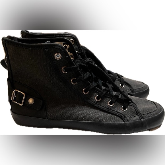 Denim & Supply Ralph Lauren Sneakers Women's Size 9B Black High Top Zip Back - Picture 2 of 9